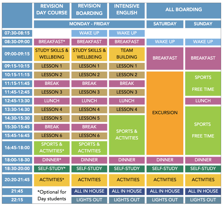 2026年Sherborne Internationalスプリングスクールスケジュール例