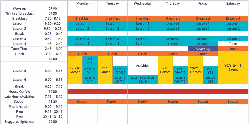 King's School Canterbury Inernational College Timetable